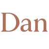 Name 'Dan' in brown text on a pink background